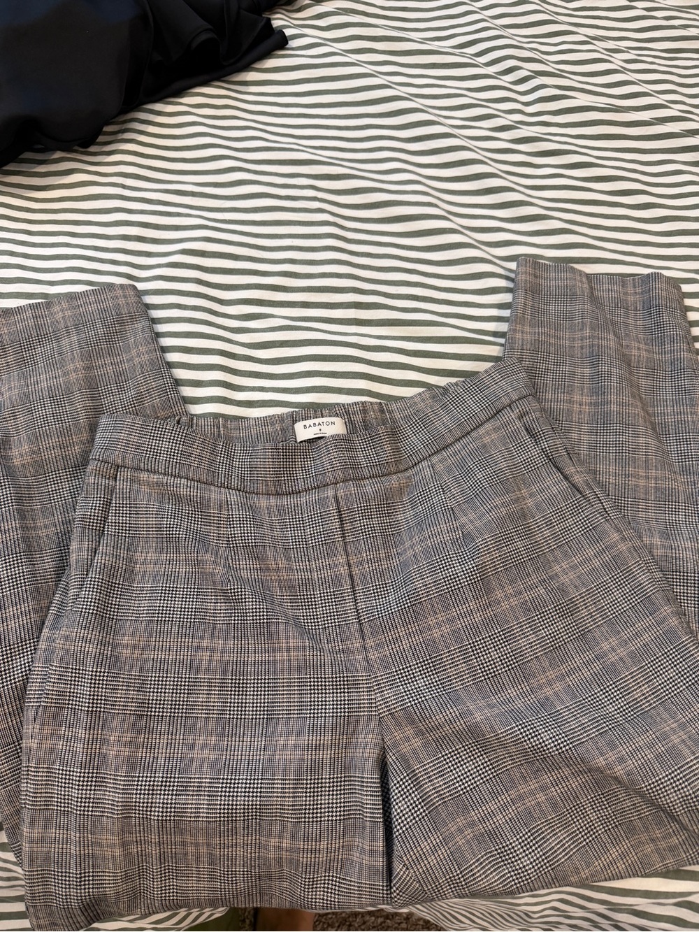 Babaton Plaid Conan Cropped Tailored Trousers - Gray & Tan wool blend